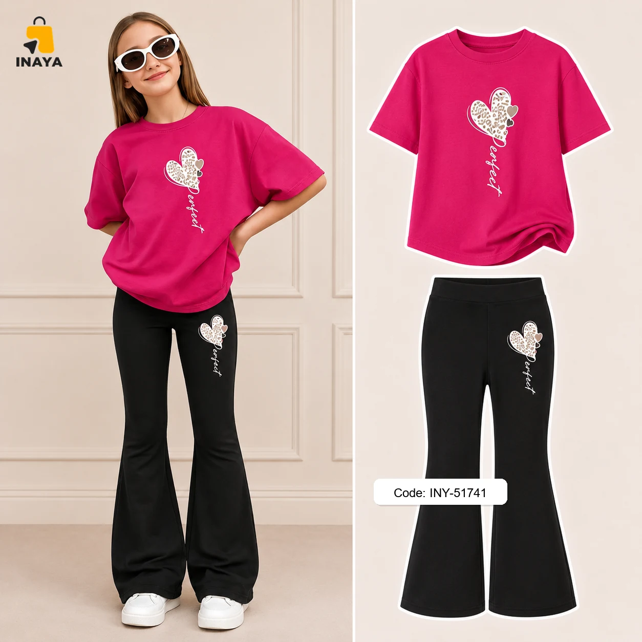 Pink Perfect Leopard Heart Long Set