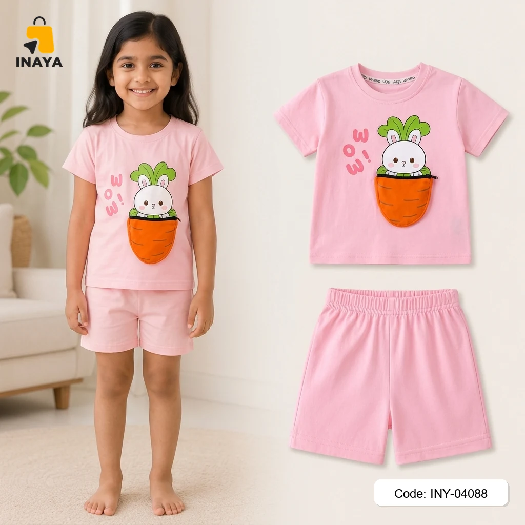 Pink Carrot Pocket Bunny Baby T-Set