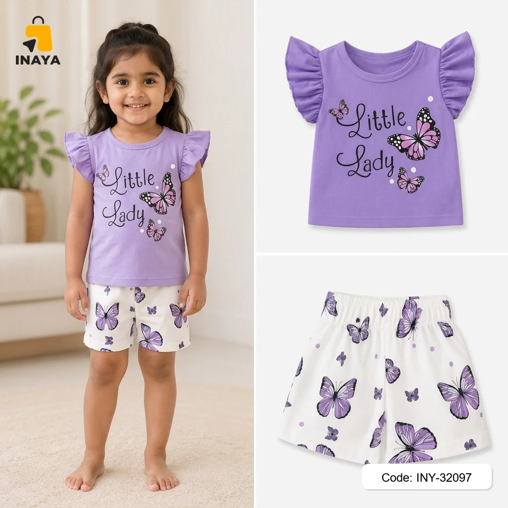 Purple Little Lady Butterfly Baby T-Set